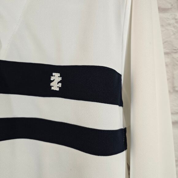 Izod Performance Long Sleeve Polo Sweater Pullover Men's Size Small White Navy - Picture 3 of 10